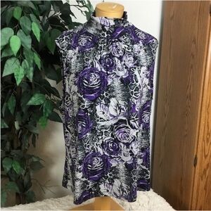 Fashion Bug Mockneck floral sleeveless blouse Woman’s size 1X